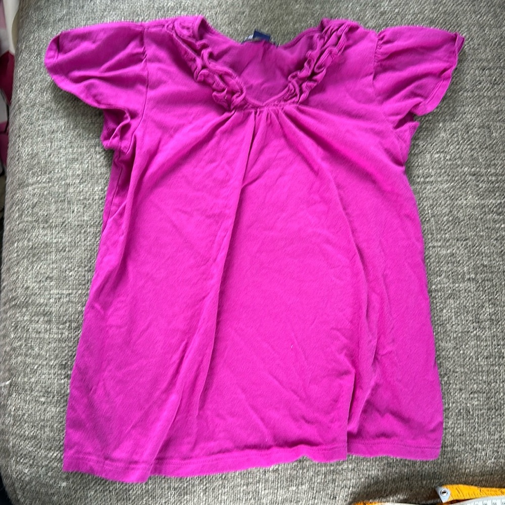 Gap Kids Girls Magenta Pink Ruffle Neck Puff Sleeve Top Shirt Size M 8 💖
